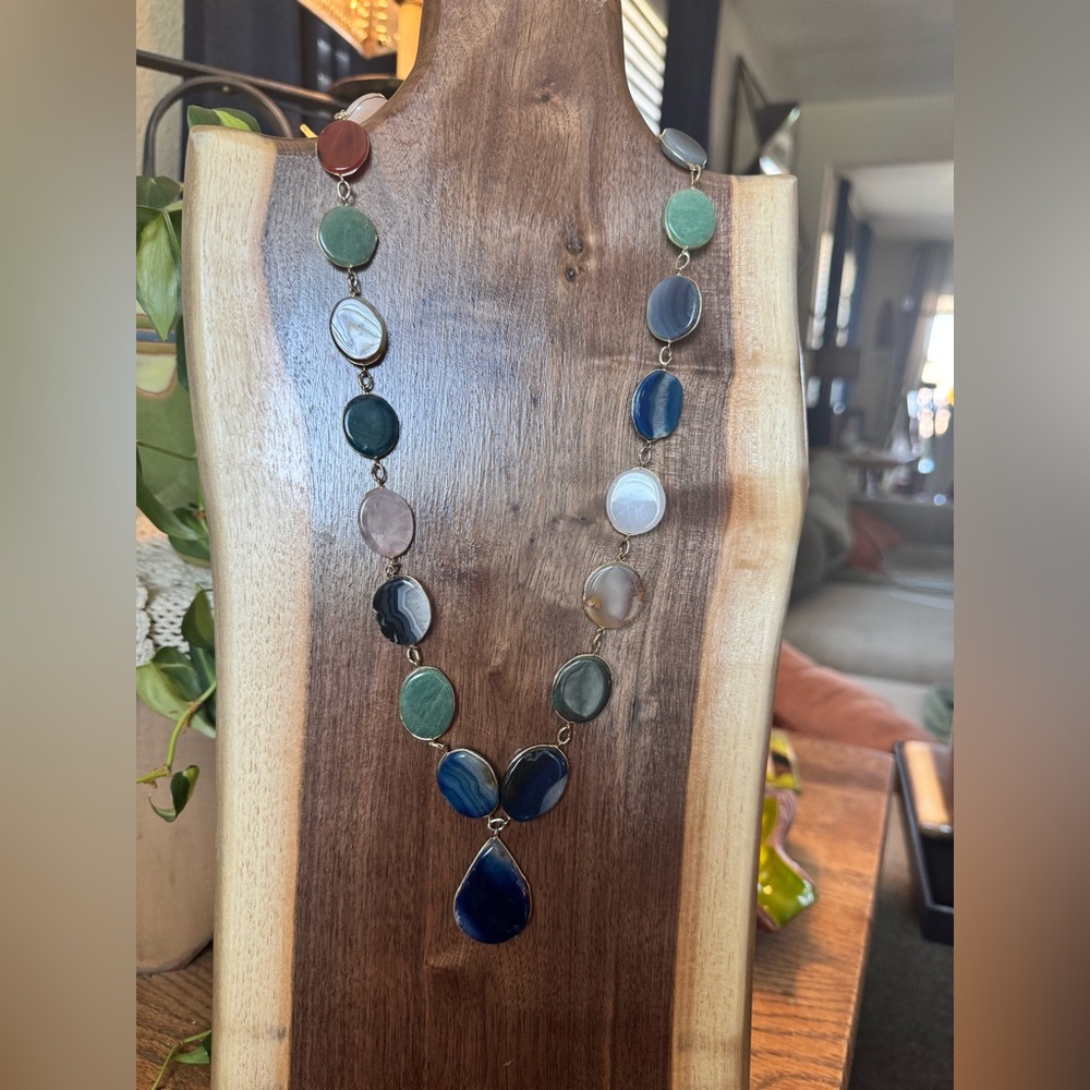 Multicolor Wire Wrapped Agate Stone Necklace - image 2